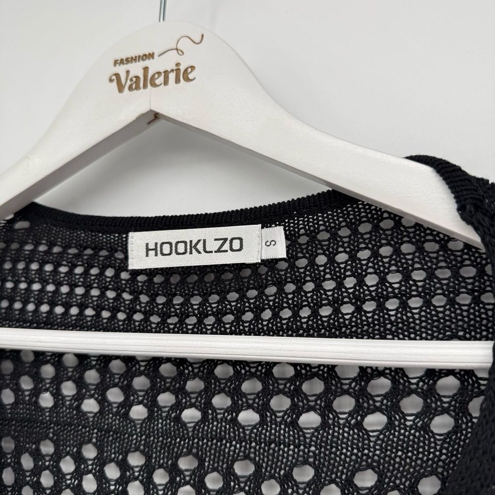 Hooklzo Black Knit Sheer V Neckline Sweater Top Size Small Festival Boho Viscose - Picture 5 of 8